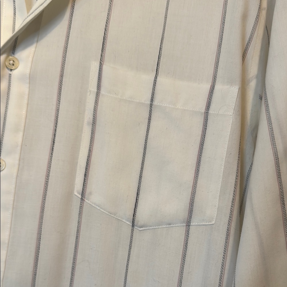 Yves Saint Laurent Men's Off White Striped Dress Shirt - Picture 8 of 9